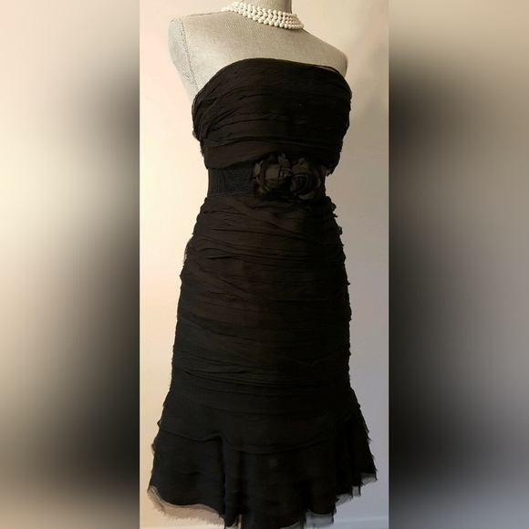 *$4,900 OSCAR DE LA RENTA STUNNING RUNWAY SILK BLACK RUFFLE DRESS GOWN US 4 - Picture 4 of 12